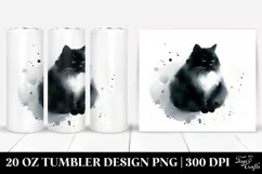 Simple Black Cat Watercolor Tumbler Product Image 1