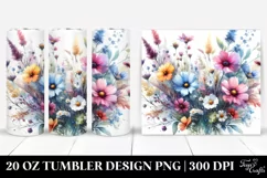 Washed Watercolor Colorful with Wild Flowers | 20 oz Tumbler Product Image 1