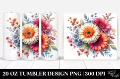 Colorful Watercolor Gerbera | 20 oz Tumbler Product Image 1