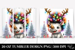 Enthusiastic Rhino with Reindeer Horns PNG Product Image 1