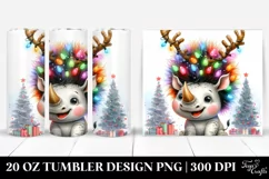 Enthusiastic Rhino with Reindeer Horns PNG Product Image 1
