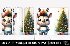 Enthusiastic Rhino with Reindeer Horns PNG Product Image 1