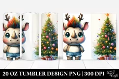 Enthusiastic Rhino with Reindeer Horns PNG Product Image 1