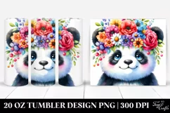 d:Cute Panda Vibrant Flower Crown | 20 oz Tumbler Product Image 1