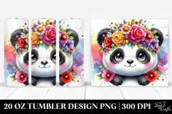 d:Cute Panda Vibrant Flower Crown | 20 oz Tumbler Product Image 1