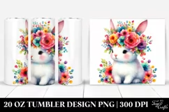 Watercolor Cartoon Bunny Flower Crown | 20 oz Tumbler Product Image 1