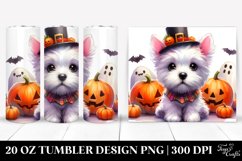 Enthusiastic West Highland White Terrier, Halloween Clipart Product Image 1