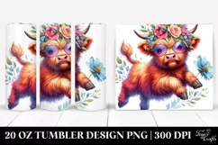 Cute Baby Highlandcow Vibrant Drawing 20 oz Tumbler Product Image 1