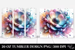 Abstract Pastel Shiny Anemone Watercolor. 20 oz Tumbler Product Image 1