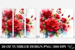 Watercolor Abstract Vibrant Red Roses | 20 oz Tumbler Product Image 1