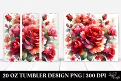 Watercolor Abstract Vibrant Red Roses | 20 oz Tumbler Product Image 1