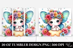 Cartoon-Style Butterfly Sitting on Star 20 Oz Tumbler Product Image 1