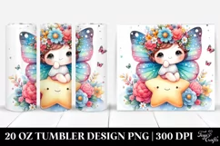 Cartoon-Style Butterfly Sitting on Star 20 Oz Tumbler Product Image 1
