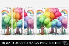 Watercolor Whimsical Rainbow Trees | 20 Oz Tumbler Product Image 1