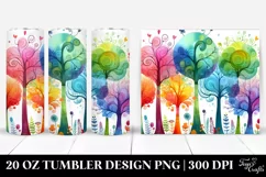 Watercolor Whimsical Rainbow Trees | 20 Oz Tumbler Product Image 1