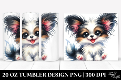 Cute Baby Papillon, Watercolor 20 Oz Tumbler Product Image 1