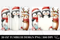 Santa with Penguin & Reindeer, Transparent PNG Product Image 1