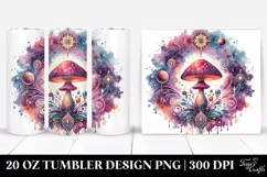 Vibrant Magical Mushroom Clipart, Transparent 20 Oz Tumbler Product Image 1