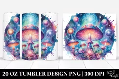 Vibrant Magical Mushroom Clipart, Transparent 20 Oz Tumbler Product Image 1