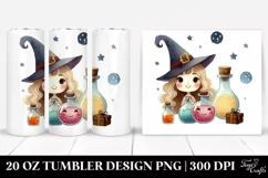 Retro Smiling Witch Watercolor Tumbler Product Image 1
