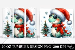 Goofy Dinosaur with Santa Hat Clipart, Transparent 20 Oz Product Image 1