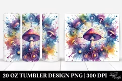Vibrant Magical Mushroom Clipart, Transparent 20 Oz Tumbler Product Image 1