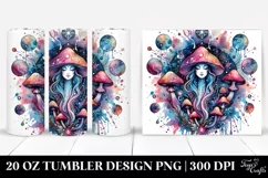 Vibrant Magical Mushroom Clipart, Transparent 20 Oz Tumbler Product Image 1