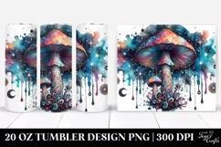 Vibrant Magical Mushroom Clipart, Transparent 20 Oz Tumbler Product Image 1