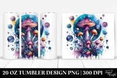 Vibrant Magical Mushroom Clipart, Transparent 20 Oz Tumbler Product Image 1