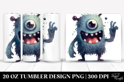 Funny Monster, Washed Watercolor 20 Oz Tumbler Product Image 1