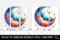 Whimsical Half Moon and Stars on 20 oz Tumbler Product Image 1