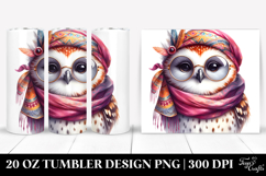 Vibrant Owl Portrait, Watercolor 20 Oz Tumbler Product Image 1