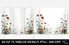 Centered Watercolor Wild Flowers | 20 Oz Tumbler Product Image 1