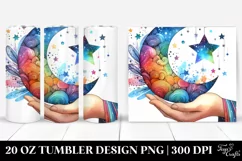 Colorful Half Moon and Stars on 20 oz Tumbler Product Image 1