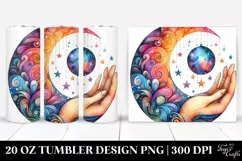 Colorfull Half Moon and Stars on 20 oz Tumbler Product Image 1
