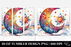 Colorful Half Moon and Stars on 20 oz Tumbler Product Image 1
