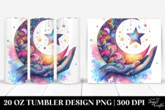 Colorful Half Moon and Stars on 20 oz Tumbler Product Image 1