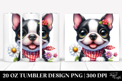 Cute Boston Terrier, Watercolor 20 Oz Tumbler Product Image 1