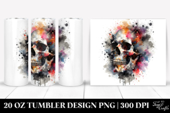Colorful Grungy Skull with Cloud of Dust 20 Oz Tumbler Product Image 1