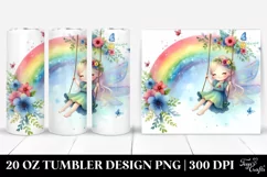 Whimsical Fairy Swinging from a Rainbow | 20 Oz Tumbler Product Image 1