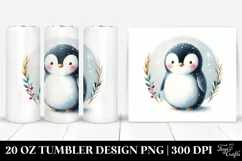 Christmass Penguin Illustration, Round PNG Product Image 1