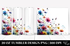 Vibrant Colorful Wild Flowers Watercolor Design|20 Oz Product Image 1