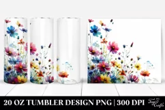 Vibrant Colorful Wild Flowers Watercolor Design|20 Oz Product Image 1