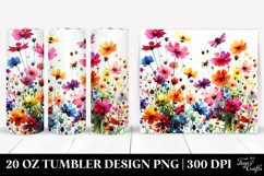 Vibrant Colorful Wild Flowers Watercolor Design|20 Oz Product Image 1