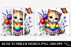 Colorful Cat with Heart, 20 Oz Tumbler Product Image 1