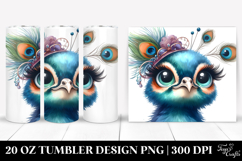 Detailed Peacock Portrait, Watercolor 20 Oz Tumbler Product Image 1