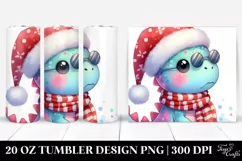 Cute Baby Dinosaur in Santa Hat, Transparent 20 Oz Tumbler Product Image 1