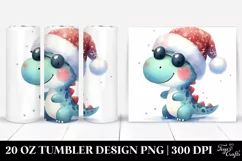 Cute Baby Dinosaur in Santa Hat, Transparent 20 Oz Tumbler Product Image 1