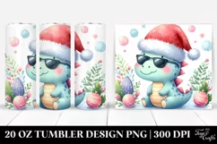 Cute Baby Dinosaur in Santa Hat, Transparent 20 Oz Tumbler Product Image 1