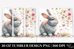 Watercolor Rabbit Tumbling with Spring Petals | 20 Oz Product Image 1